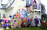 Quilters & quilts on the Inn steps