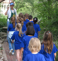 Docent leading students