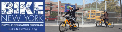 Bike Ed Newsletter masthead with schoolchildren riding