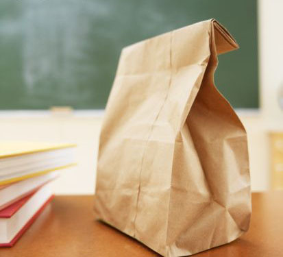 brown bag with books